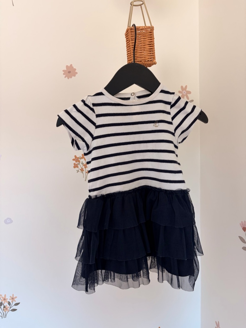 Petit Bateau Navy & White Striped Knit Top